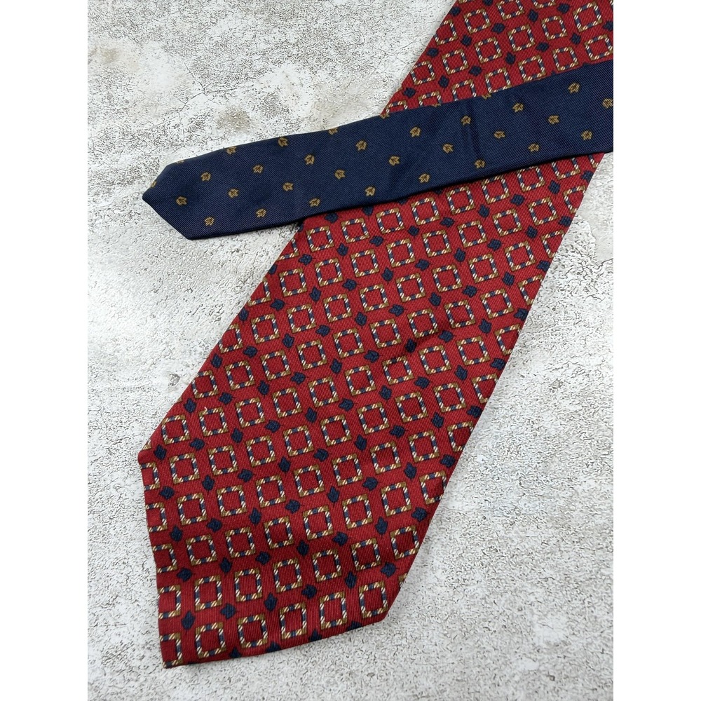 Tommy Hilfiger Tie Mens One Size Red 100% Silk Geometric Jacquard Necktie